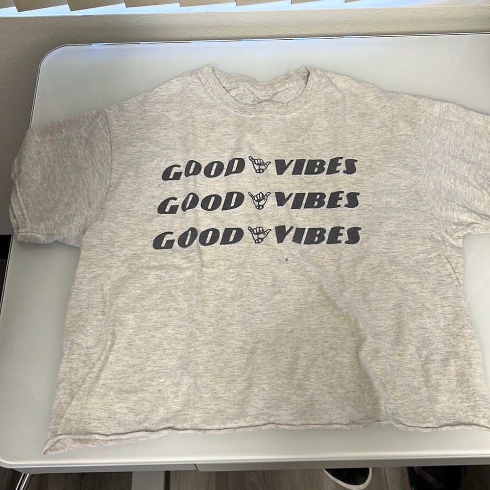 J Galt/ Brandy Melville Good Vibes Cropped T-Shirt